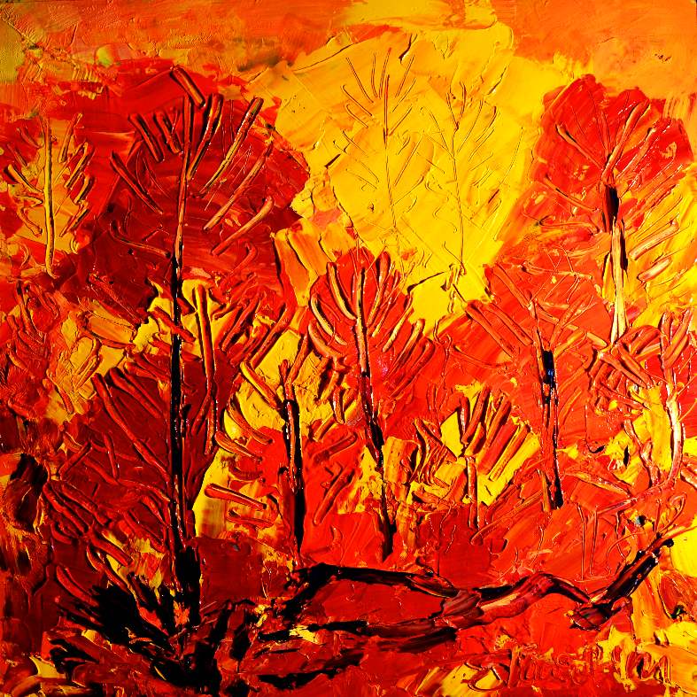Quadro del pittore Eugenio Guarini - 2113 Il bosco rosso