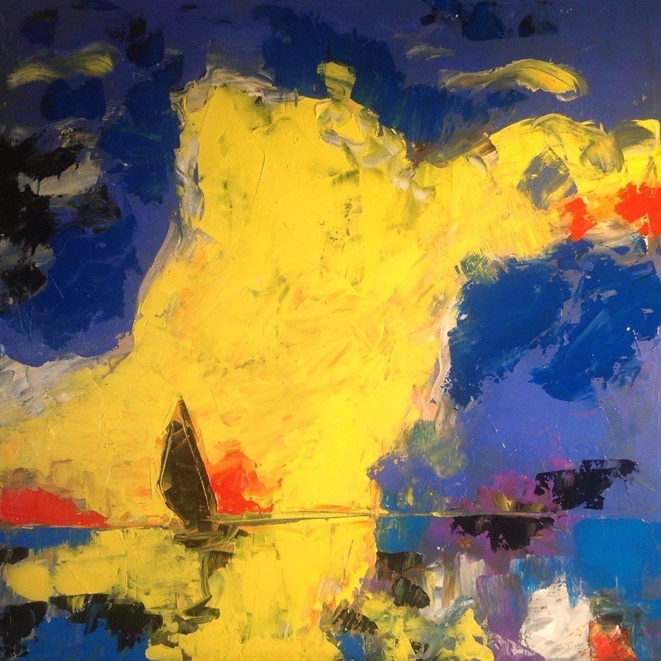 Quadro del pittore Eugenio Guarini - 2424 Nuvole gialle e vela scura
