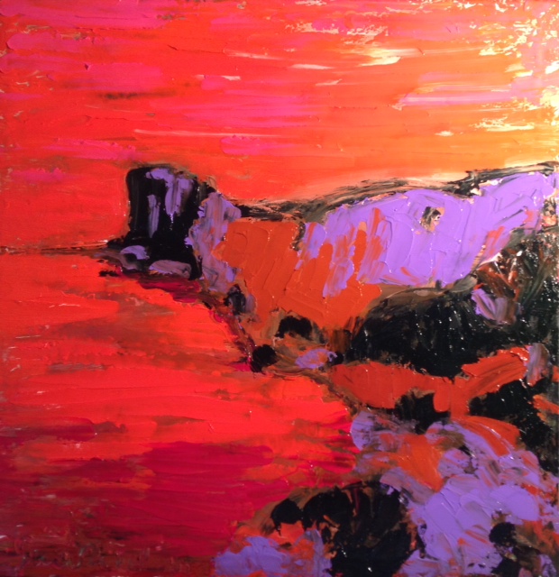 Quadro del pittore Eugenio Guarini - 2417 Promontorio in rosso