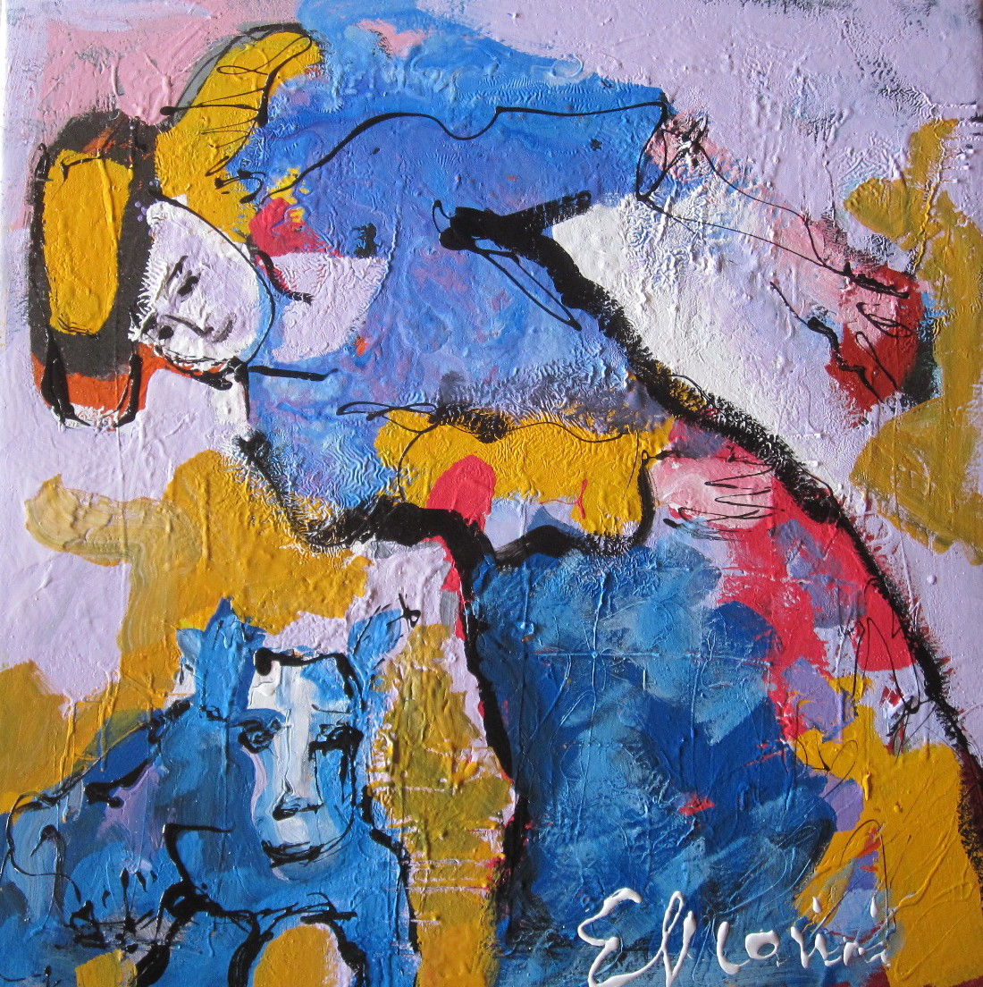 Quadro del pittore Eugenio Guarini - 2175 Donna con cane