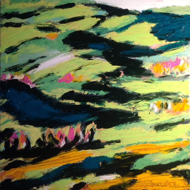Quadro del pittore Eugenio Guarini - 2001 il digradar di trepide colline